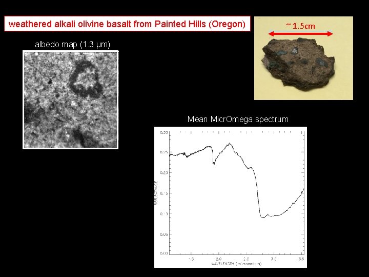 weathered alkali olivine basalt from Painted Hills (Oregon) ~ 1. 5 cm albedo map