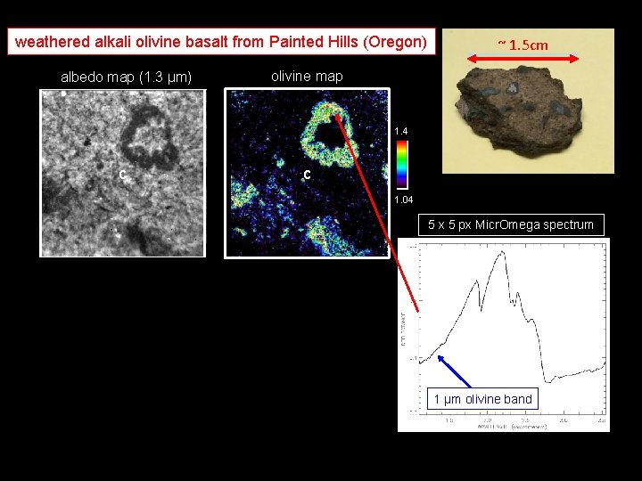 weathered alkali olivine basalt from Painted Hills (Oregon) albedo map (1. 3 µm) ~