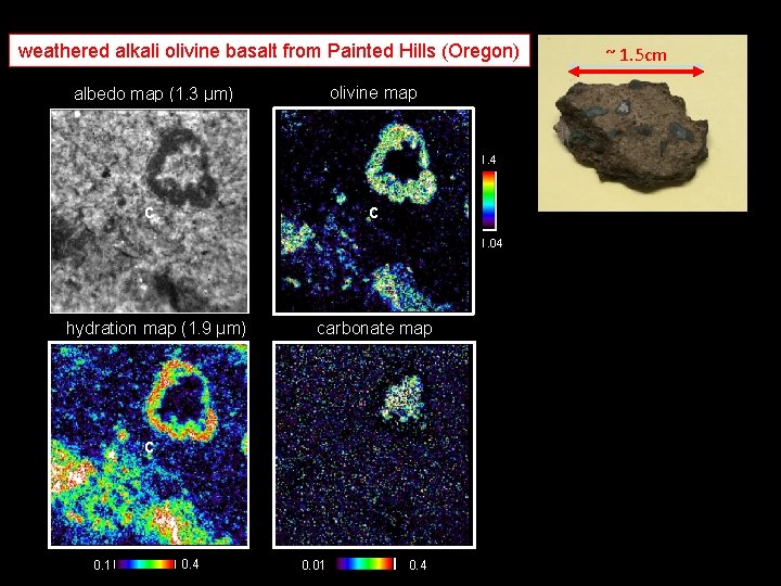 weathered alkali olivine basalt from Painted Hills (Oregon) olivine map albedo map (1. 3