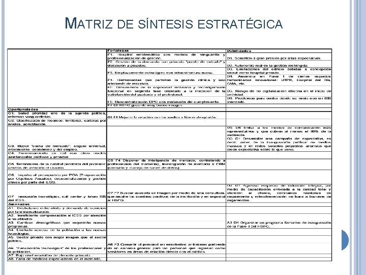 MATRIZ DE SÍNTESIS ESTRATÉGICA 