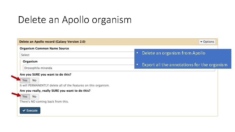 Delete an Apollo organism • Delete an organism from Apollo • Export all the