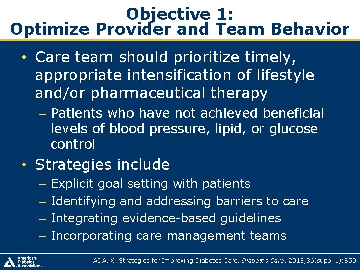 Objective 1: Optimize Provider and Team Behavior • Care team should prioritize timely, appropriate Objective 1: Optimize Provider and Team Behavior • Care team should prioritize timely, appropriate