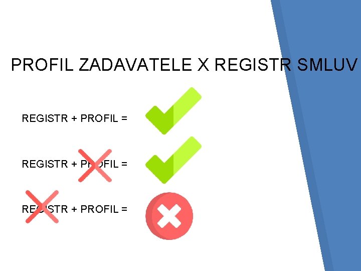 PROFIL ZADAVATELE X REGISTR SMLUV REGISTR + PROFIL = 
