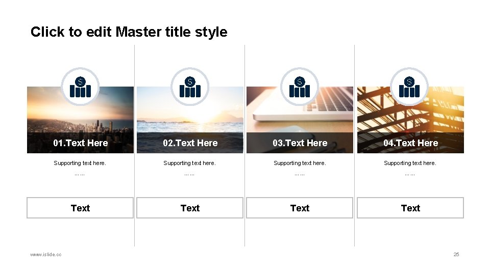 Click to edit Master title style 01. Text Here 02. Text Here 03. Text
