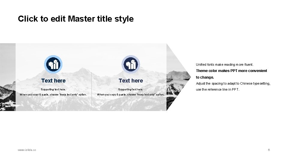 Click to edit Master title style Unified fonts make reading more fluent. Theme color