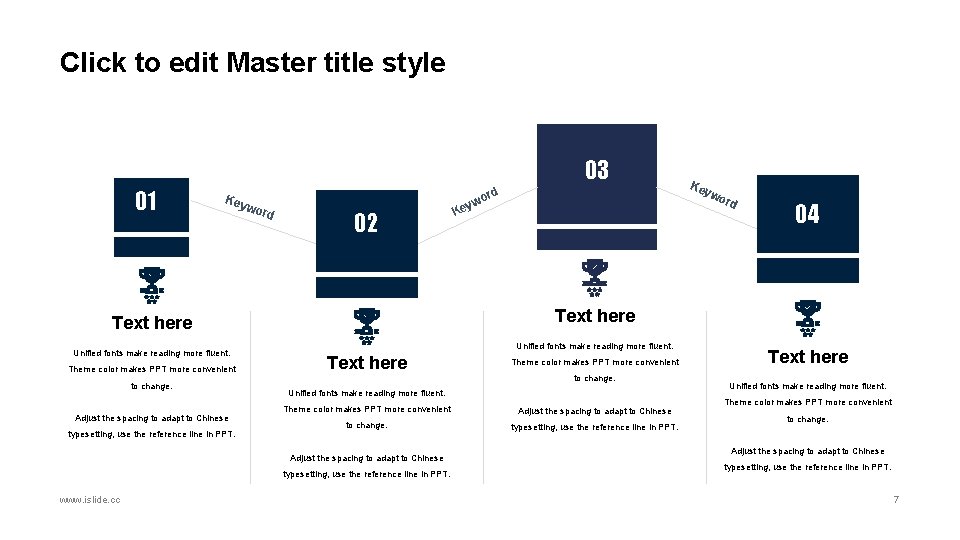 Click to edit Master title style 03 01 Key wor d 02 Theme color