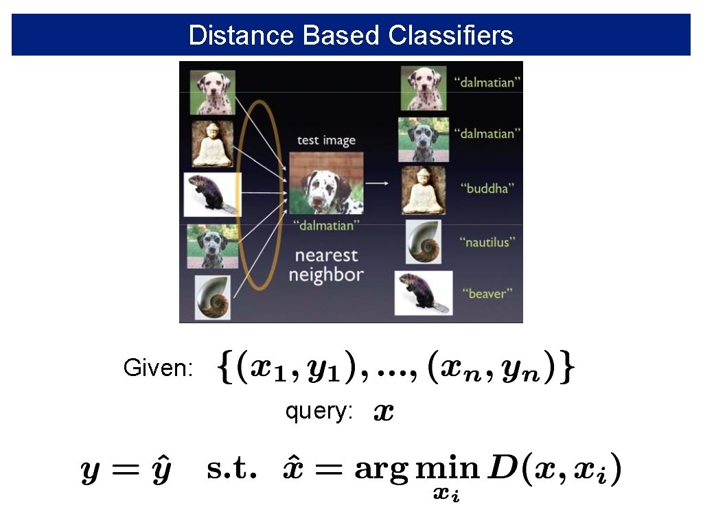 Distance Based Classifiers Given: query: 