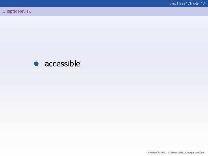 Unit Three/ Chapter 13 Chapter Review accessible Copyright © 2015 Townsend Press. All rights