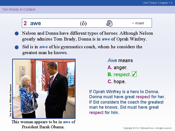 Unit Three/ Chapter 13 Ten Words in Context 2 awe – noun Nelson and