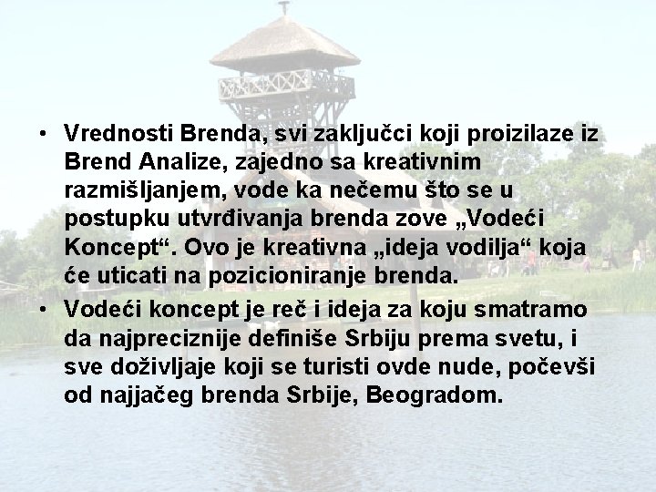  • Vrednosti Brenda, svi zaključci koji proizilaze iz Brend Analize, zajedno sa kreativnim