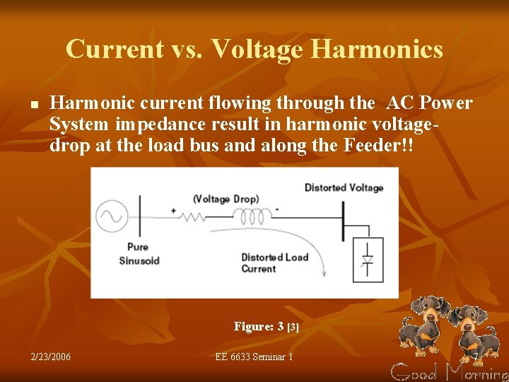 Current vs. Voltage Harmonics n Harmonic current flowing through the AC Power System impedance