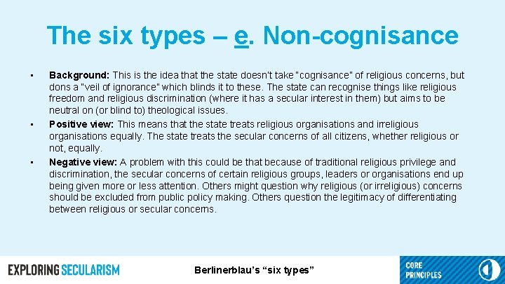 The six types – e. Non-cognisance • • • Background: This is the idea