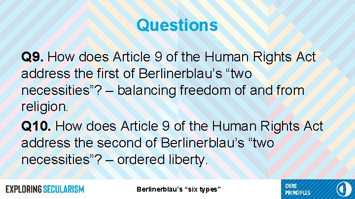 Questions Q 9. How does Article 9 of the Human Rights Act address the