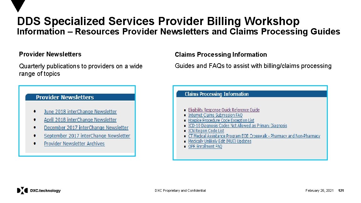 DDS Specialized Services Provider Billing Workshop Information – Resources Provider Newsletters and Claims Processing