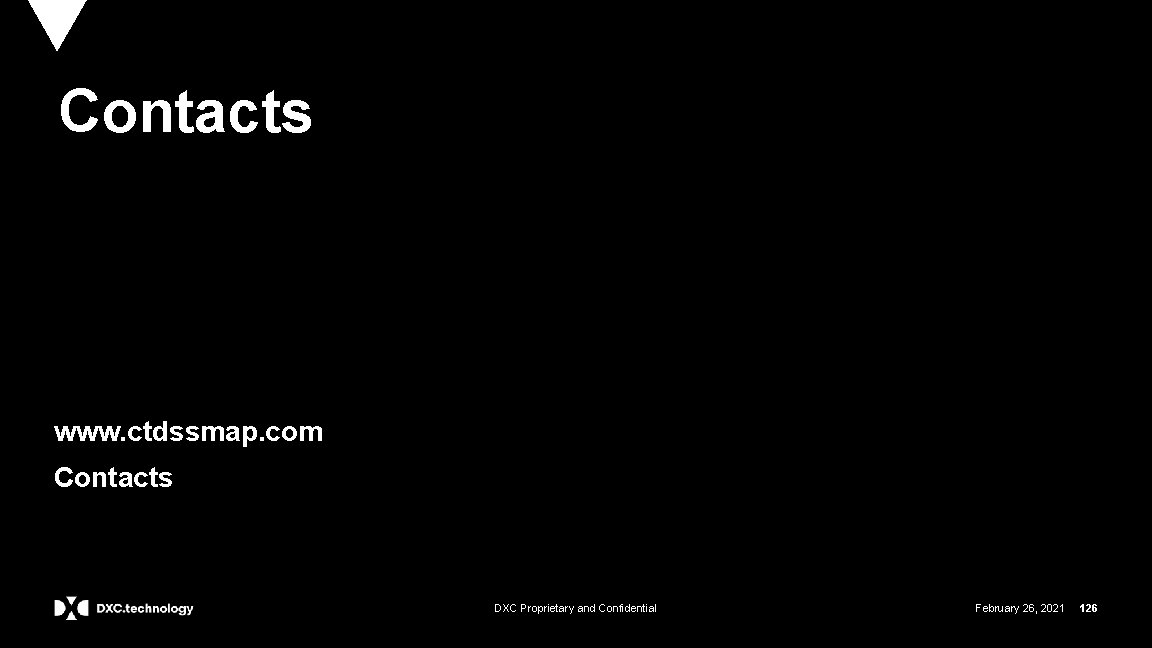 Contacts www. ctdssmap. com Contacts DXC Proprietary and Confidential February 26, 2021 126 12