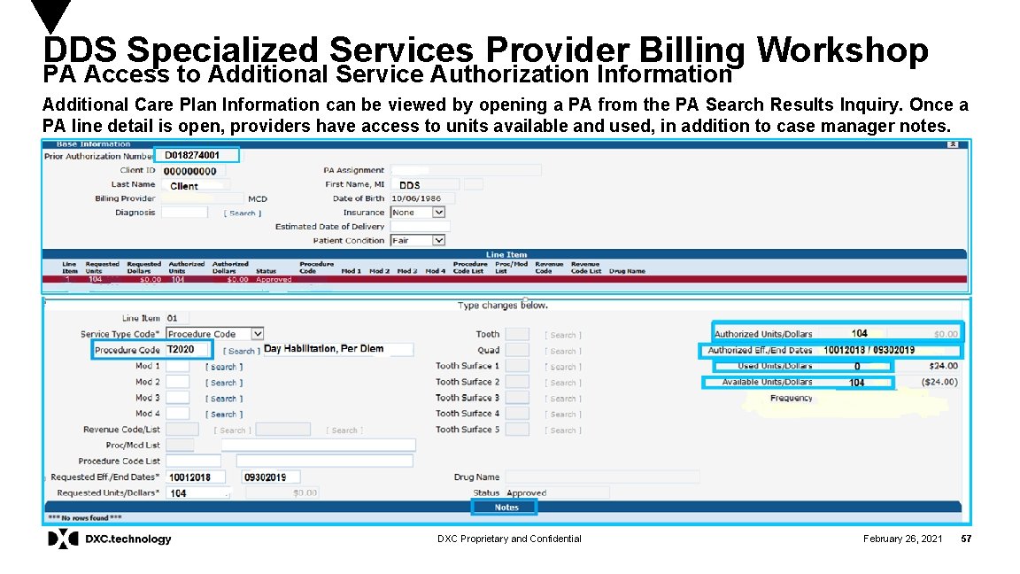 DDS Specialized Services Provider Billing Workshop PA Access to Additional Service Authorization Information Additional