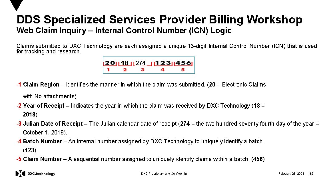 DDS Specialized Services Provider Billing Workshop Web Claim Inquiry – Internal Control Number (ICN)