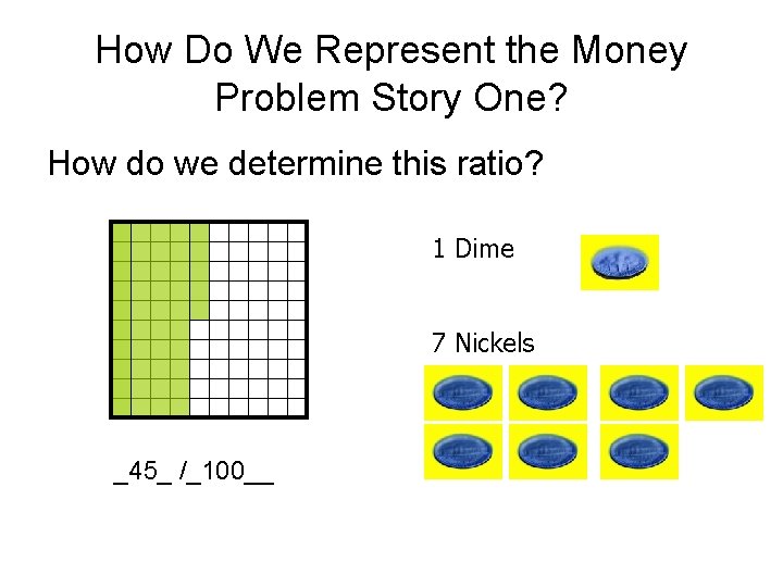 How Do We Represent the Money Problem Story One? How do we determine this