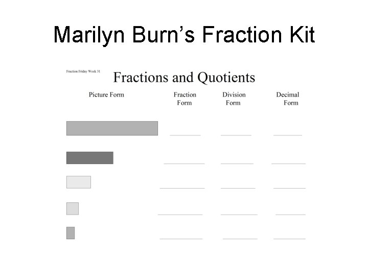 Marilyn Burn’s Fraction Kit 