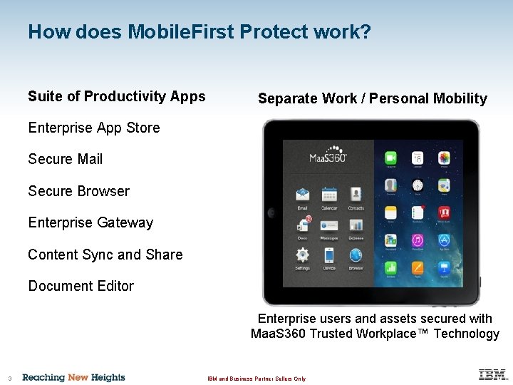 How does Mobile. First Protect work? Suite of Productivity Apps Separate Work / Personal