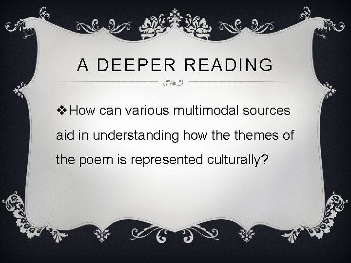 A DEEPER READING v. How can various multimodal sources aid in understanding how themes A DEEPER READING v. How can various multimodal sources aid in understanding how themes