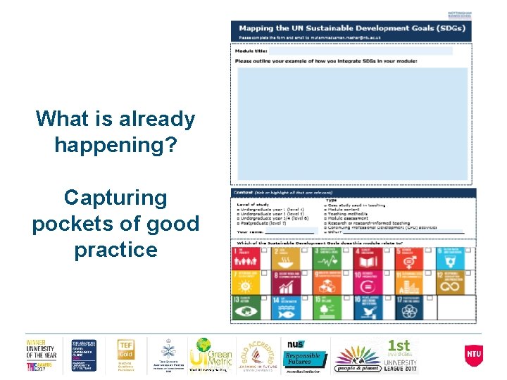 What is already happening? Capturing pockets of good practice What is already happening? Capturing pockets of good practice
