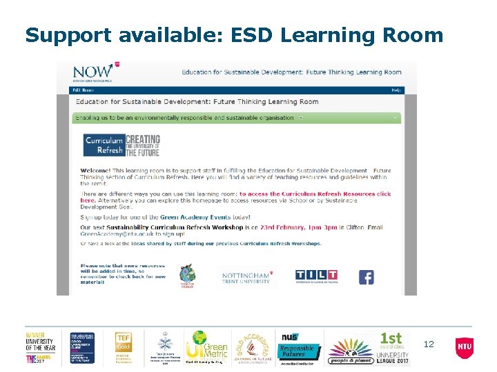 Support available: ESD Learning Room 12 