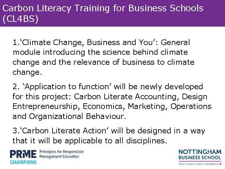 Carbon Literacy Training for Business Schools Click to edit Master title style (CL 4