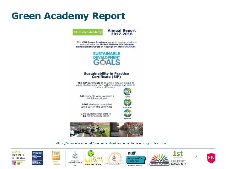 Green Academy Report https: //www 4. ntu. ac. uk/sustainability/sustainable-learning/index. html February 2021 7 Green Academy Report https: //www 4. ntu. ac. uk/sustainability/sustainable-learning/index. html February 2021 7