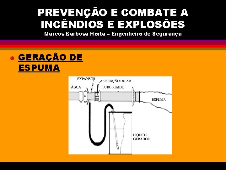 PREVENÇÃO E COMBATE A INCÊNDIOS E EXPLOSÕES Marcos Barbosa Horta – Engenheiro de Segurança