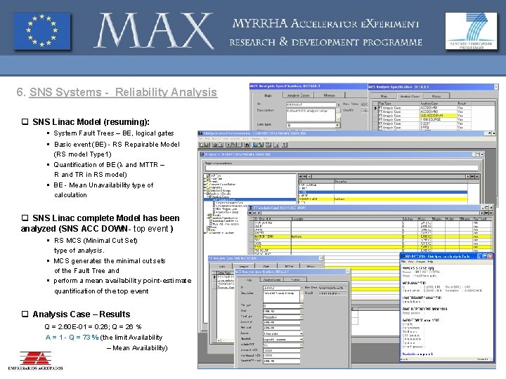 6. SNS Systems - Reliability Analysis q SNS Linac Model (resuming): § System Fault