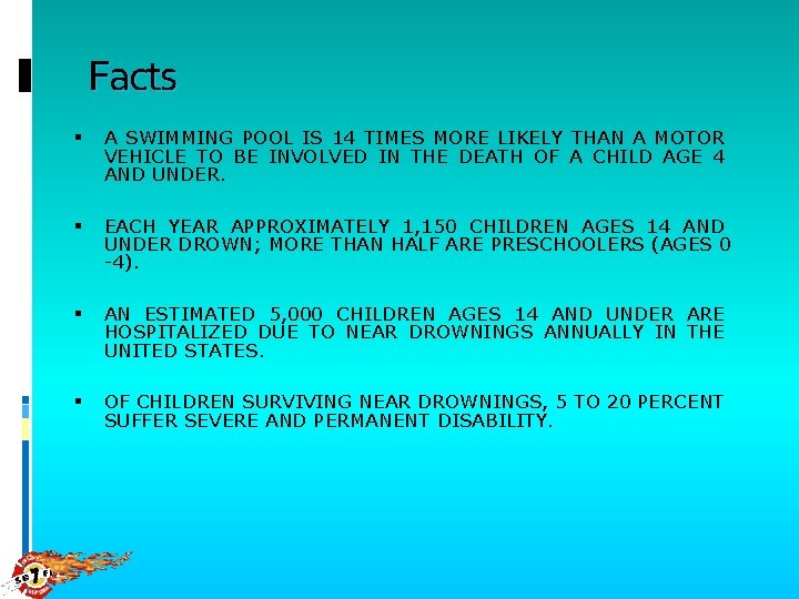 Facts A SWIMMING POOL IS 14 TIMES MORE LIKELY THAN A MOTOR VEHICLE TO
