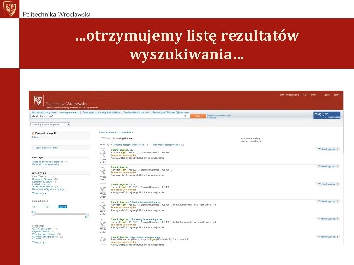 …otrzymujemy listę rezultatów wyszukiwania… 