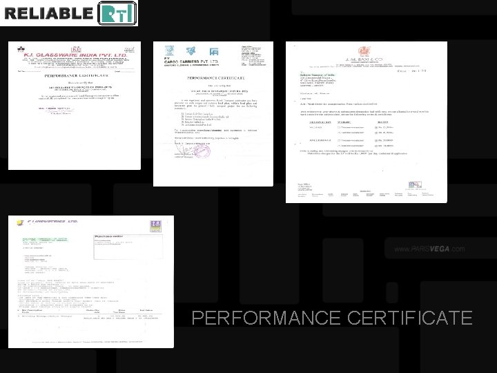 PERFORMANCE CERTIFICATE 