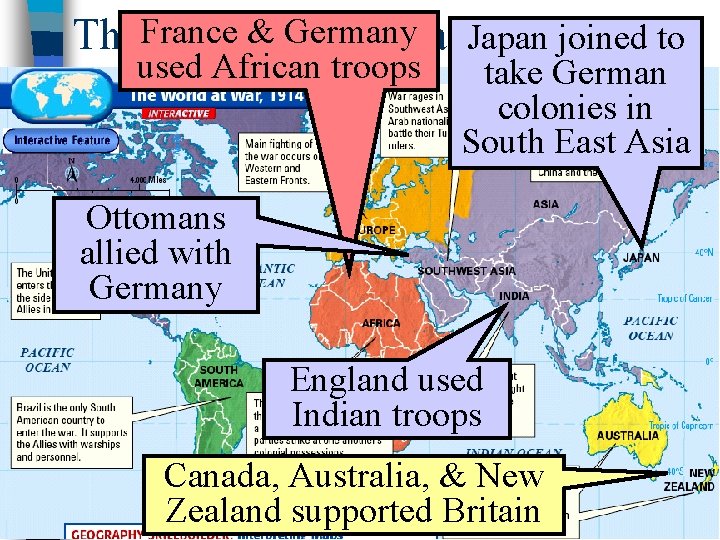 Germany The. France Great&War was a “world war”to Japan joined used African troops take