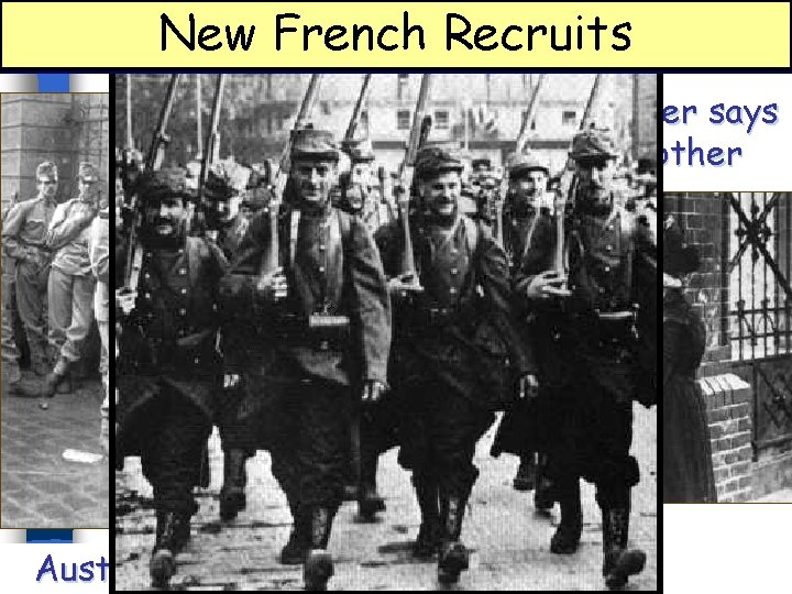 New French Recruits. Powers Recruits of the Central A German soldier says bye to