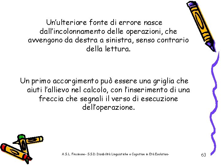 Un’ulteriore fonte di errore nasce dall’incolonnamento delle operazioni, che avvengono da destra a sinistra,