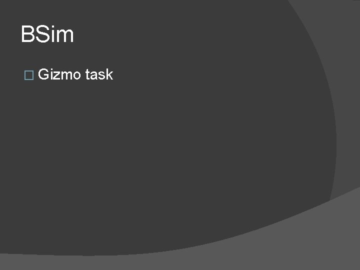 BSim � Gizmo task 