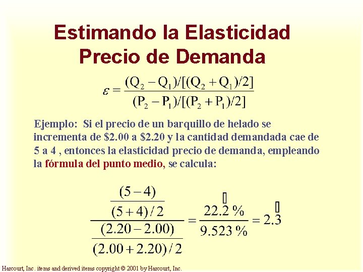 Estimando la Elasticidad Precio de Demanda Ejemplo: Si el precio de un barquillo de