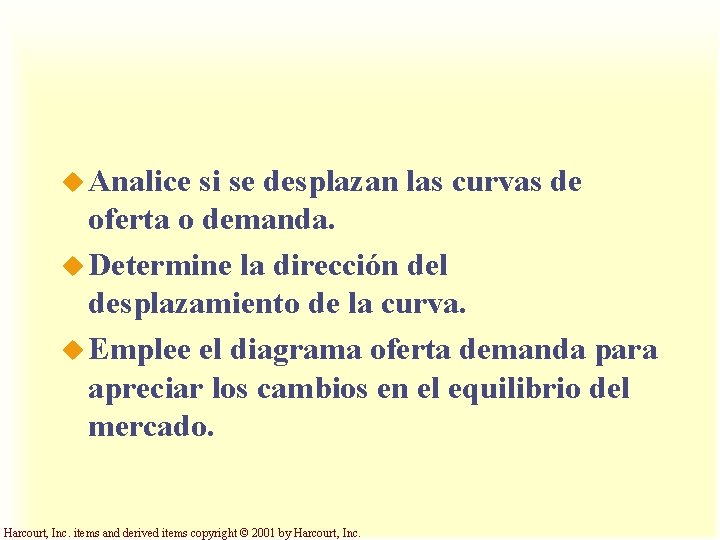 u Analice si se desplazan las curvas de oferta o demanda. u Determine la