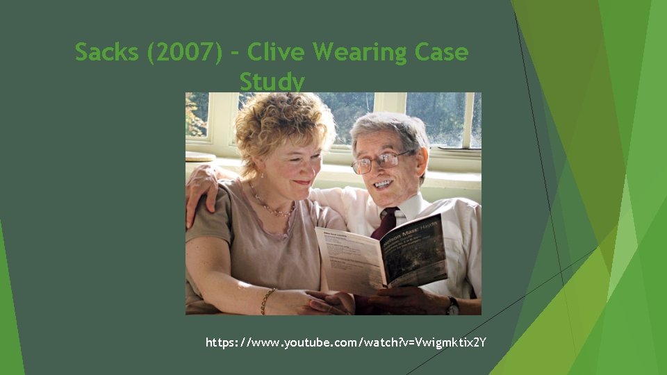 Sacks (2007) – Clive Wearing Case Study https: //www. youtube. com/watch? v=Vwigmktix 2 Y