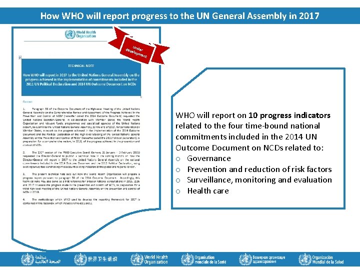 How WHO will report progress to the UN General Assembly in 2017 U dev