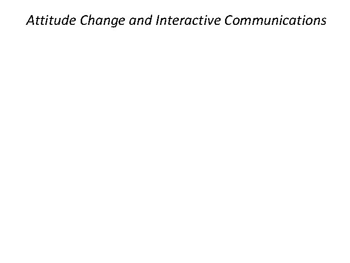 Attitude Change and Interactive Communications 