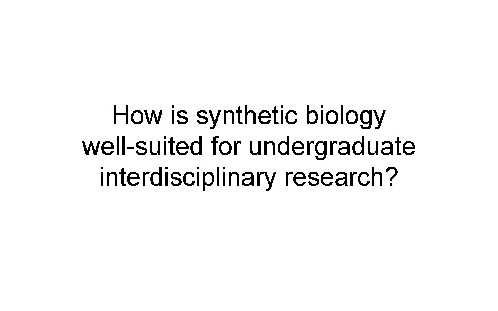 How is synthetic biology well-suited for undergraduate interdisciplinary research? 