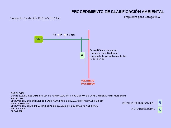 PROCEDIMIENTO DE CLASIFICACIÓN AMBIENTAL Propuesta para Categoría I Supuesto: Se decide RECLASIFICAR. 45 P