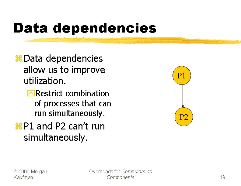 Data dependencies z Data dependencies allow us to improve utilization. y. Restrict combination of