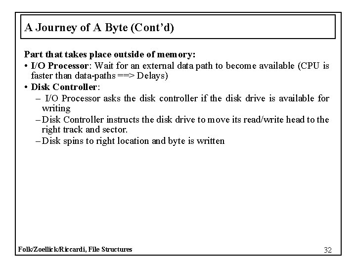 A Journey of A Byte (Cont’d) Part that takes place outside of memory: •
