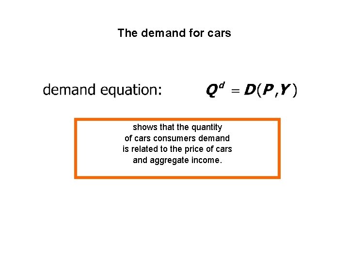 The demand for cars shows that the quantity of cars consumers demand is related