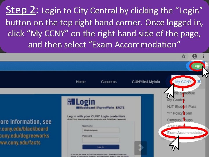 Step 2: Login to City Central by clicking the “Login” button on the top