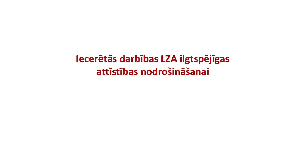 Iecerētās darbības LZA ilgtspējīgas attīstības nodrošināšanai 